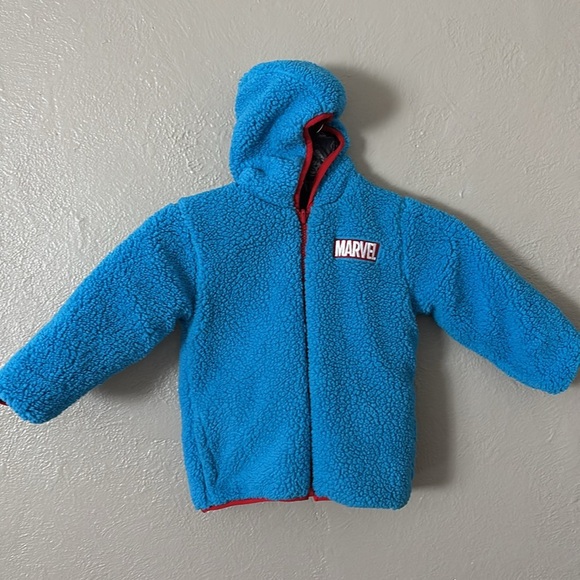 Marvel Comic Avengers Boys Toddler Kids Reversible Coat Jacket 3T Puffer Sherpa - Picture 7 of 10